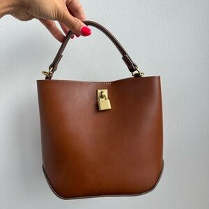 Mango brown mini shopper handbag with padlock